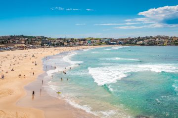 Bondi Beach skyline on a bright morning