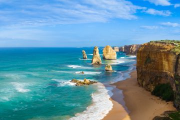 Morning light on the landmark Twelve Apostles along the Great Ocean Road in Victoria, Australia.